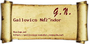 Gallovics Nándor névjegykártya